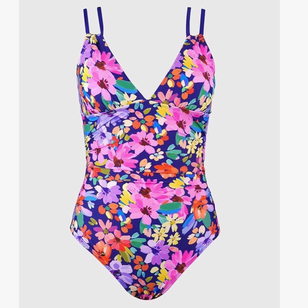 Cupshe Double Strap O-Ring Cut-Out Floral One Piece Swimsuit